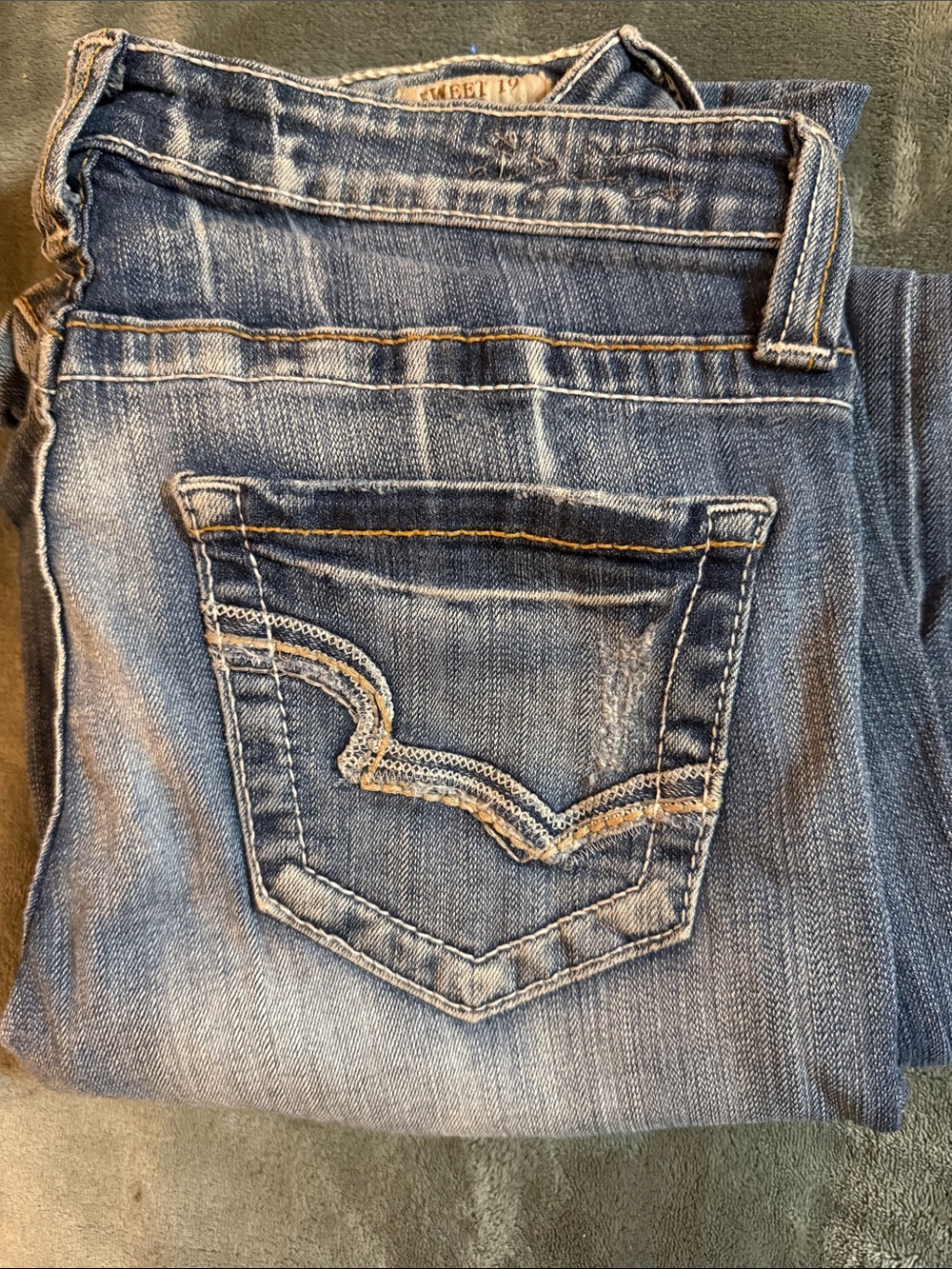 Big Star Women's Straight Leg Blue Jeans with Embroidered Back Pocket